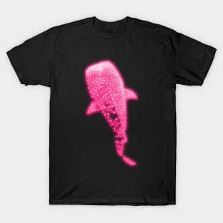 Glowing Pink Neon Whale Shark Optical illusion T-Shirt